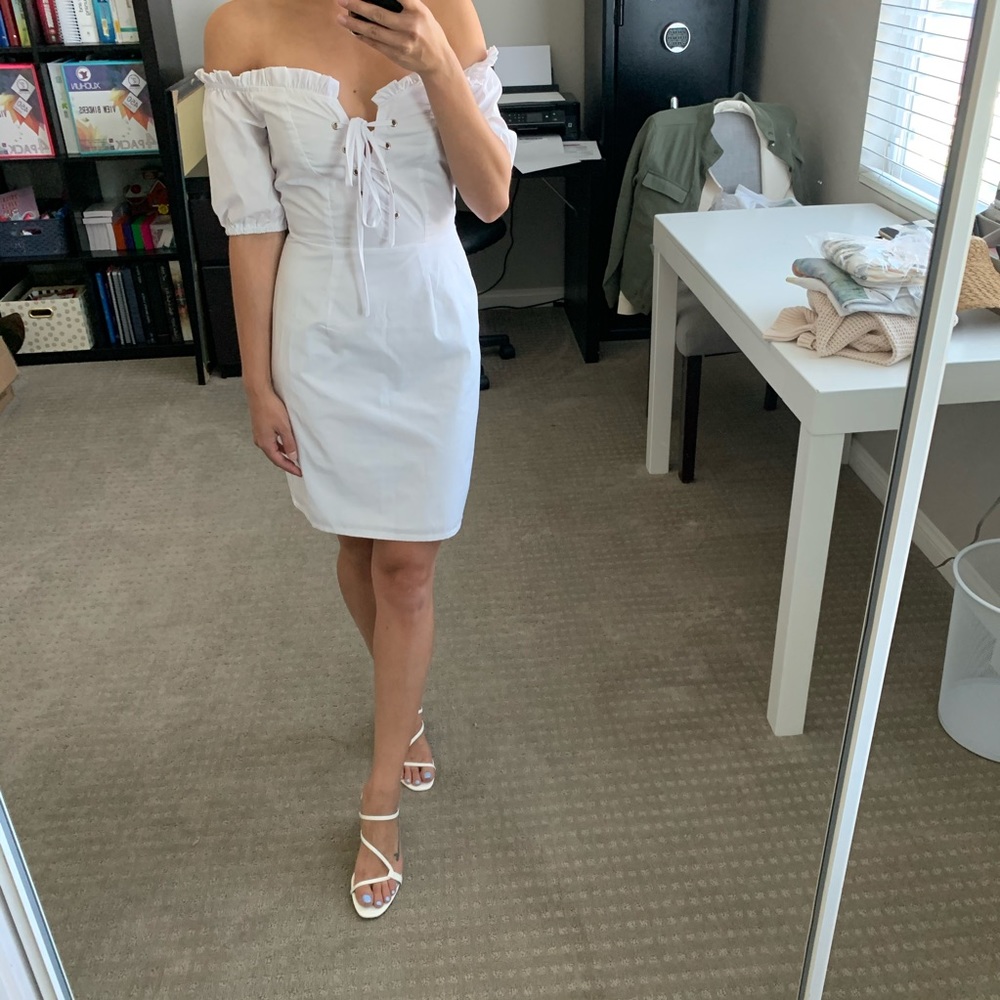 White milkmaid woven dress